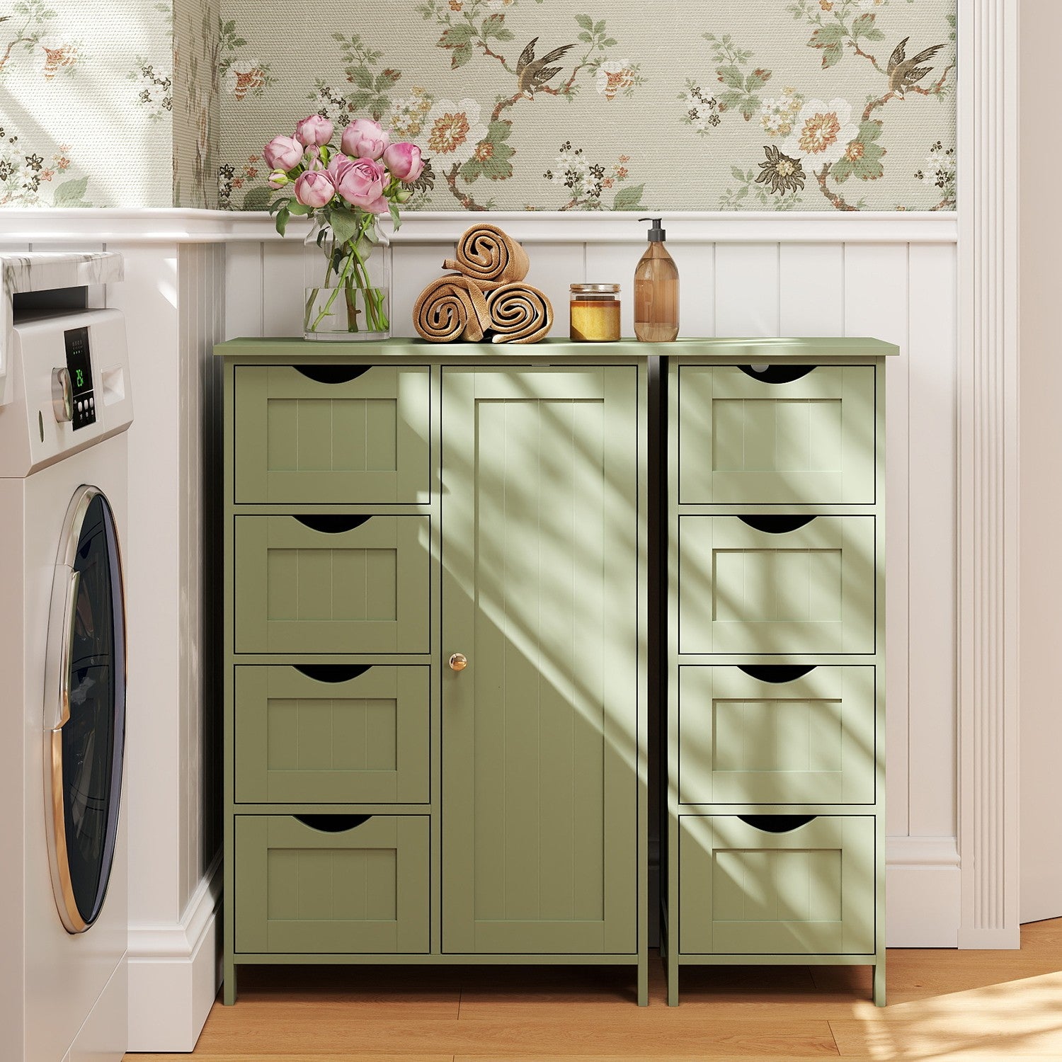 Bathroom cabinet with 4 drawers - Compact - White - Beepercase