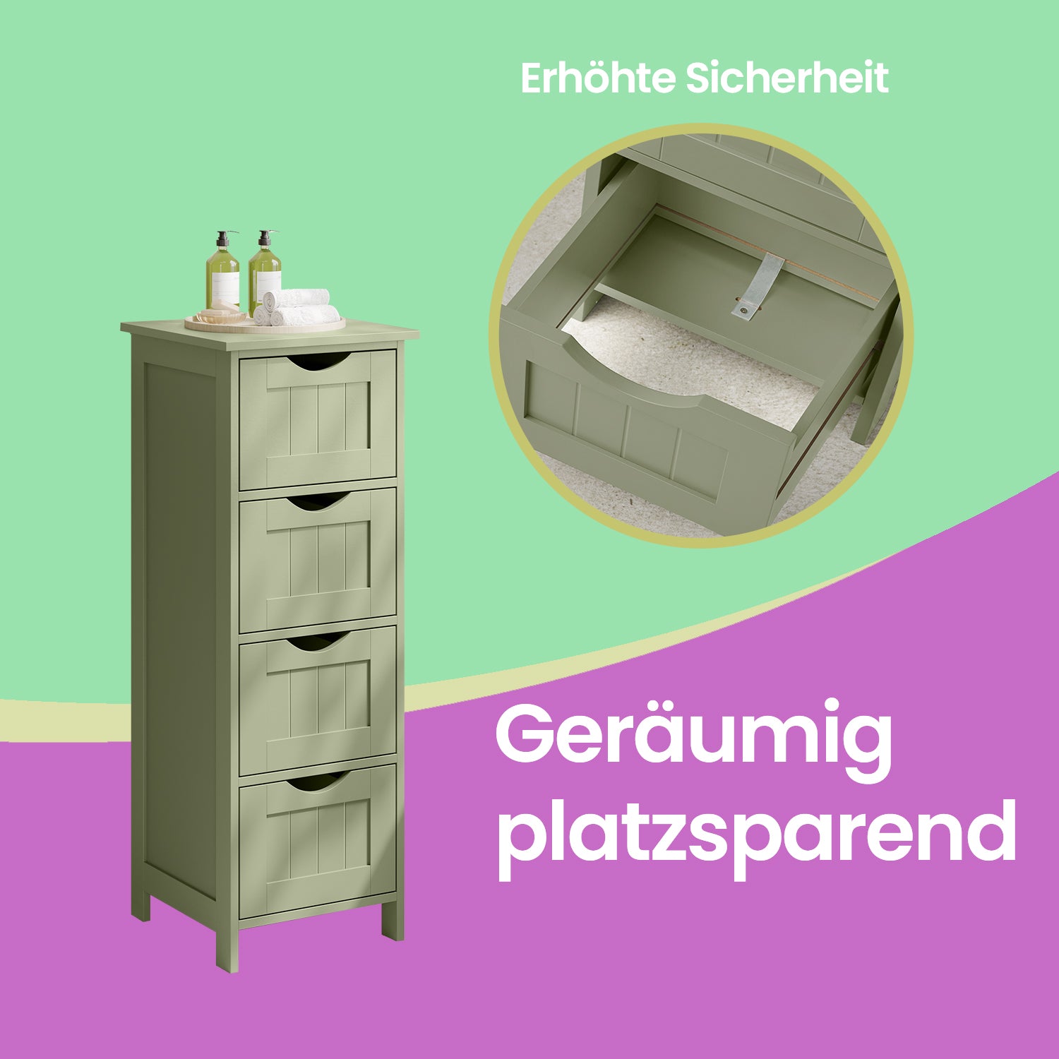 Bathroom cabinet with 4 drawers - Compact - White - Beepercase