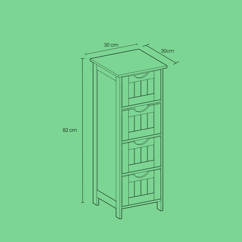 Bathroom cabinet with 4 drawers - Compact - White - Beepercase