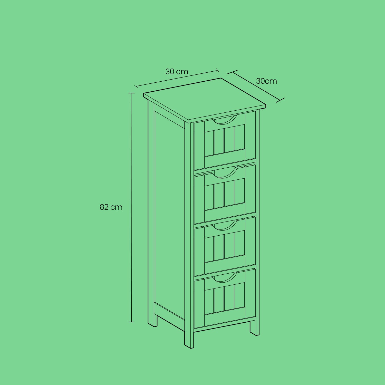 Bathroom cabinet with 4 drawers - Compact - White - Beepercase