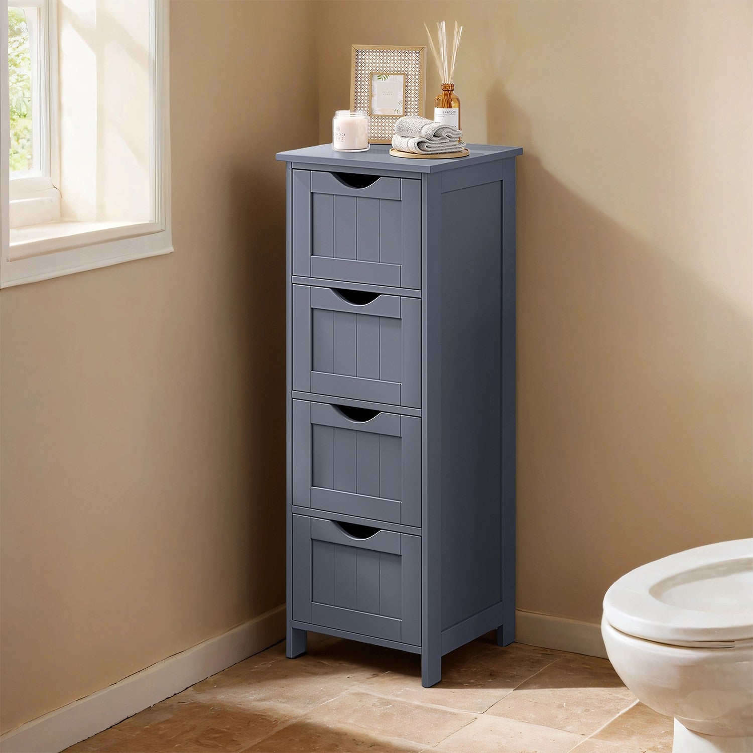 Bathroom cabinet, bathroom cabinet, side cupboard with 4 drawers