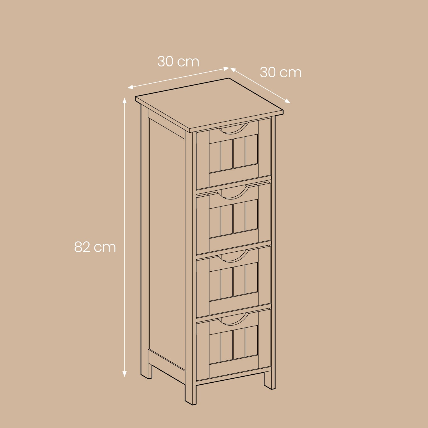 Bathroom cabinet, bathroom cabinet, side cupboard with 4 drawers