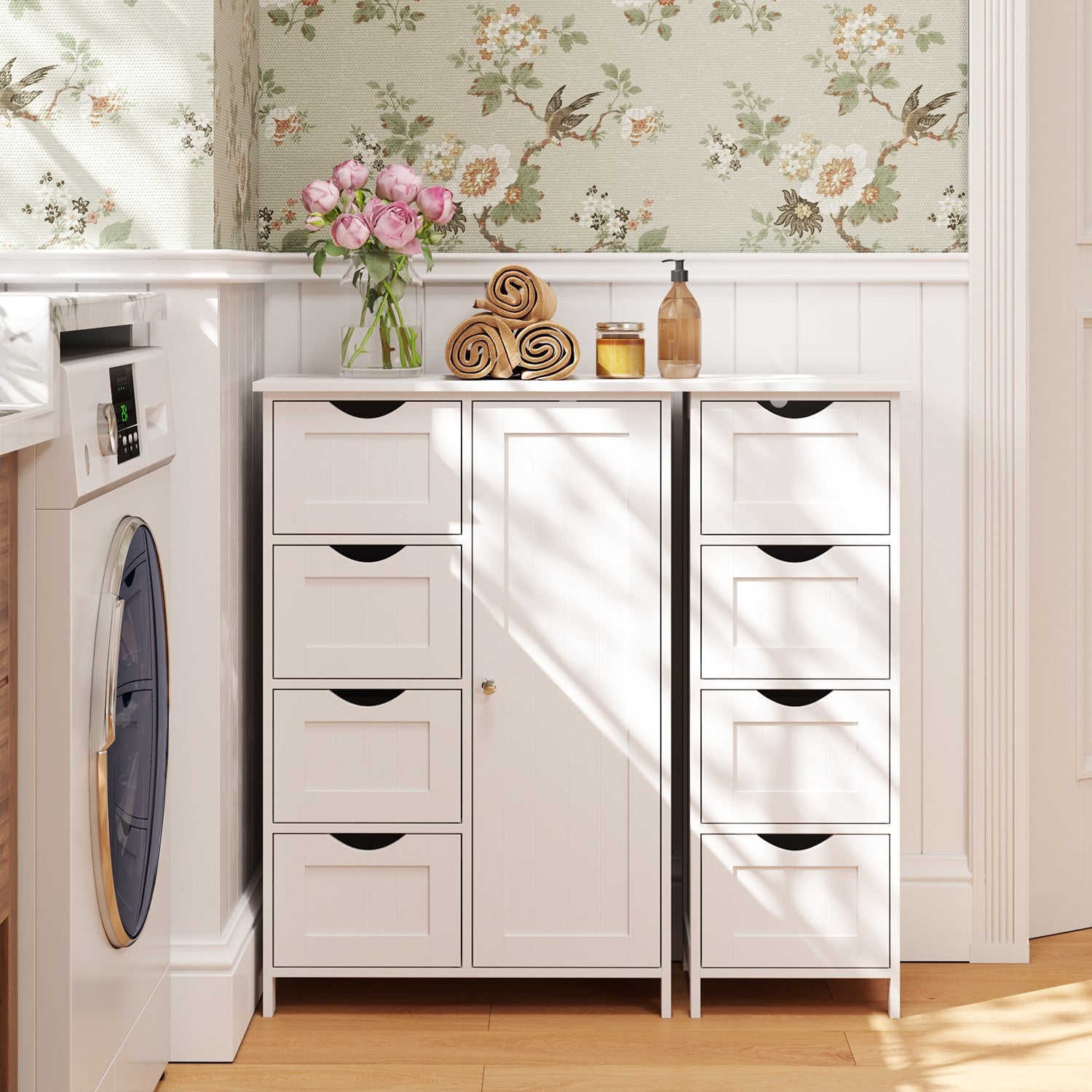 Bathroom cabinet with 4 drawers - Compact - White - Beepercase