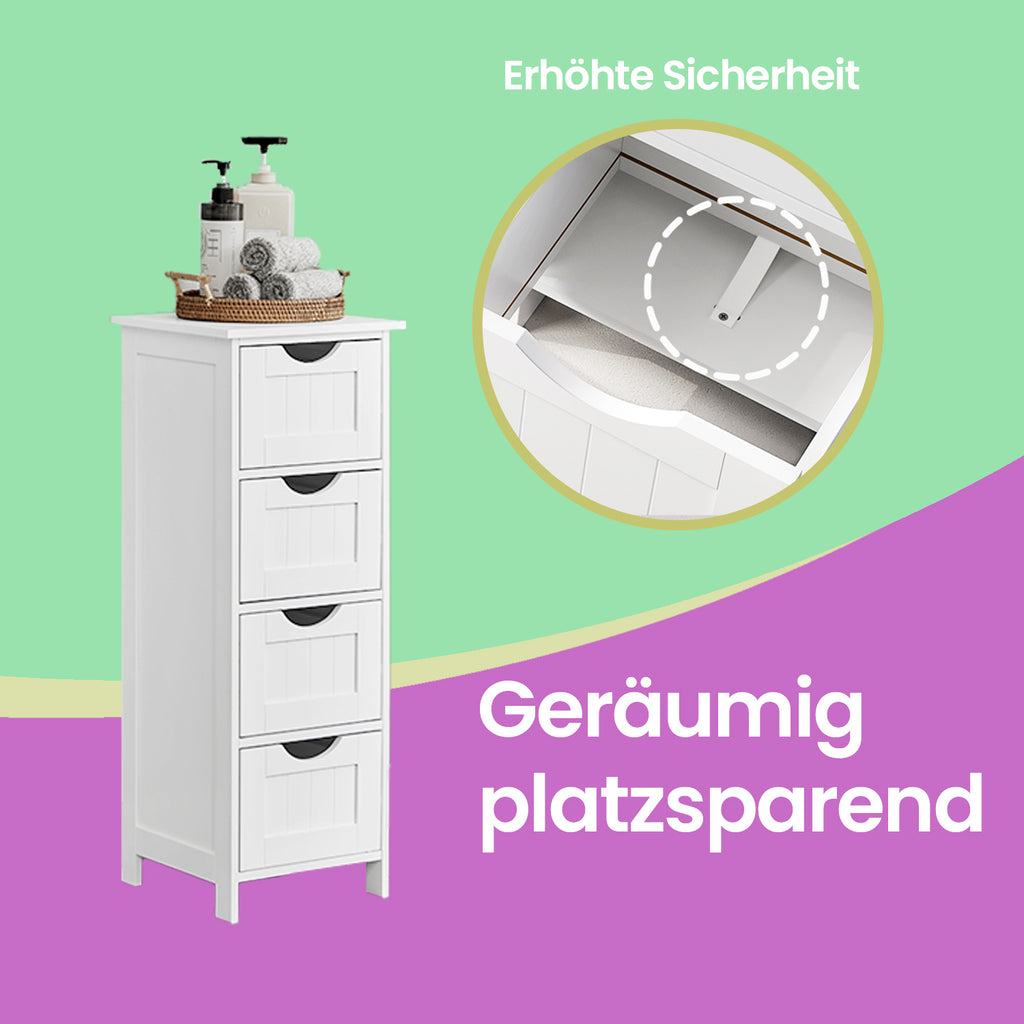 Bathroom cabinet with 4 drawers - Compact - White - Beepercase
