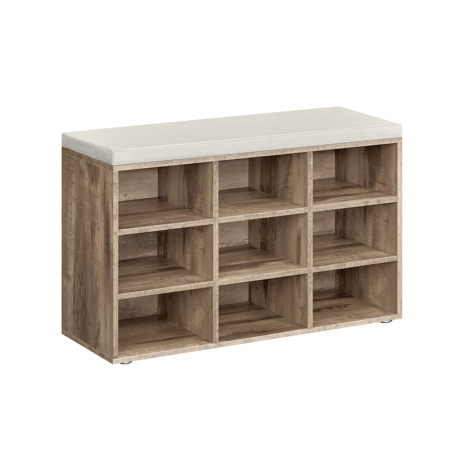 Shoe cabinet - Shoe bench - 9 compartments - With seat - from wood - Brown