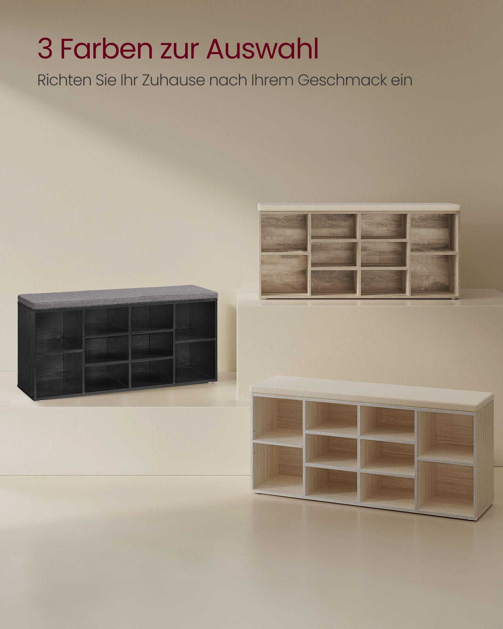 Shoe rack with seating - 30 × 104 × 48 cm - Camelbruin