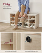 Shoe rack with seat - 30.3 × 104 × 48 cm - natural beige