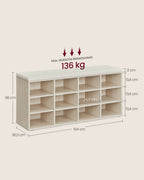 Shoe rack with seat - 30.3 × 104 × 48 cm - natural beige