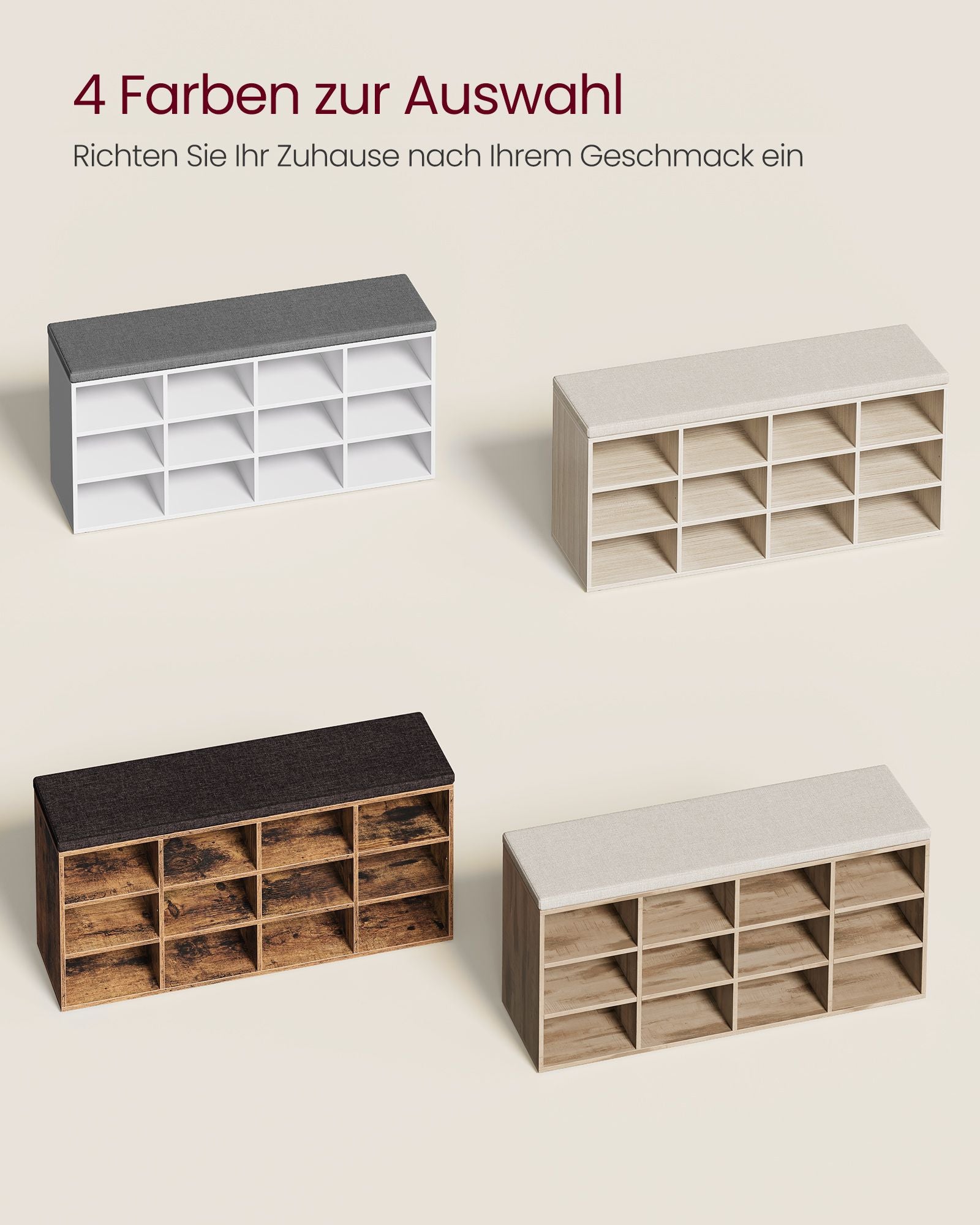 Shoe rack with seat - 30.3 × 104 × 48 cm - natural beige