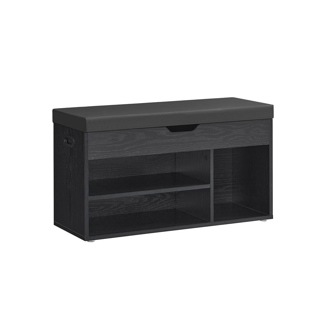 Shoe bench with 3 open compartments, natural beige