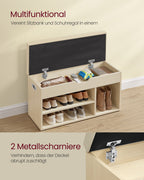 Shoe bench with 3 open compartments, natural beige
