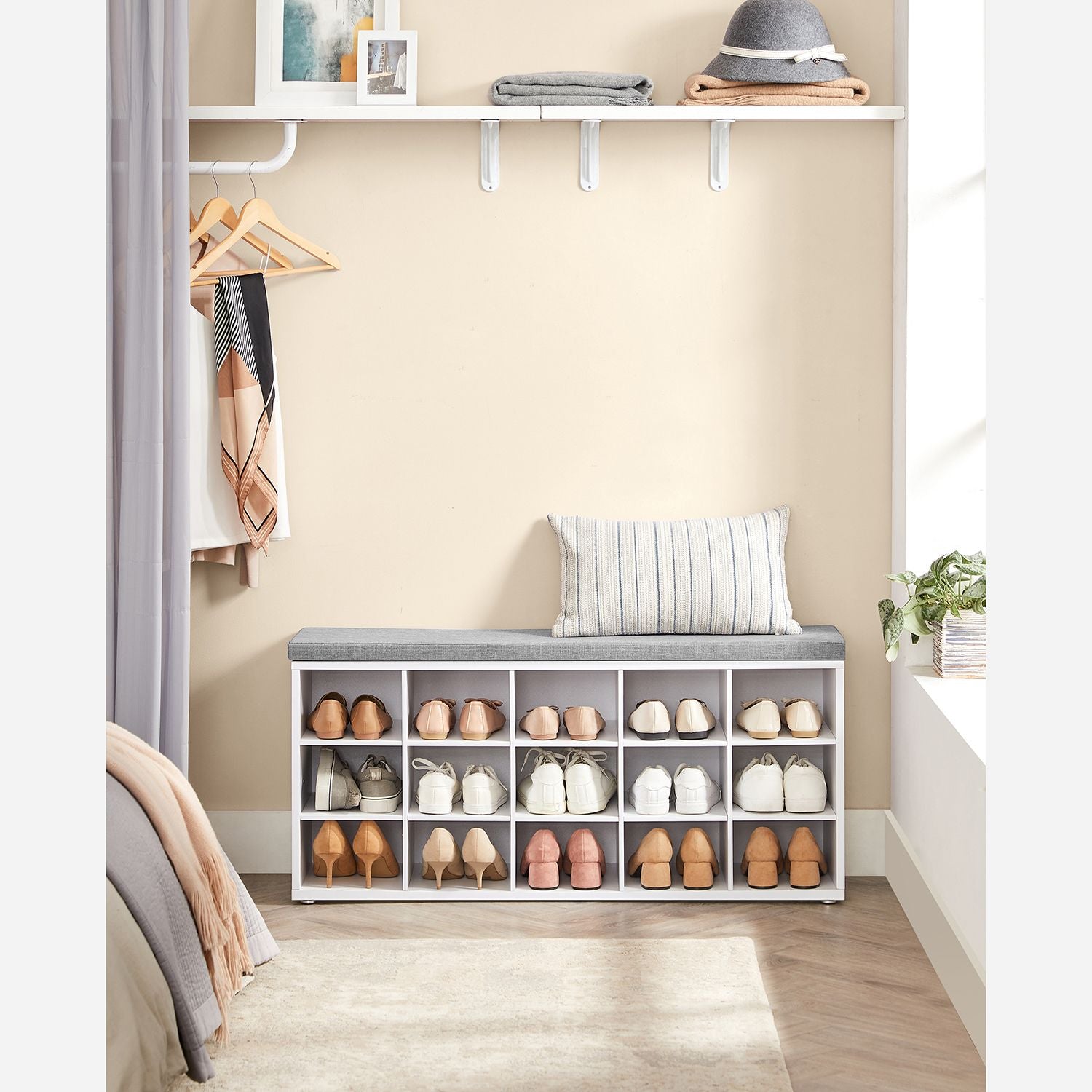 Shoe Bank - Shoe Rack with 10 compartments - White