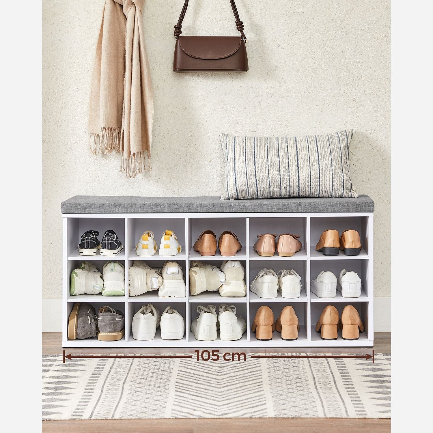 Shoe Bank - Shoe Rack with 10 compartments - White