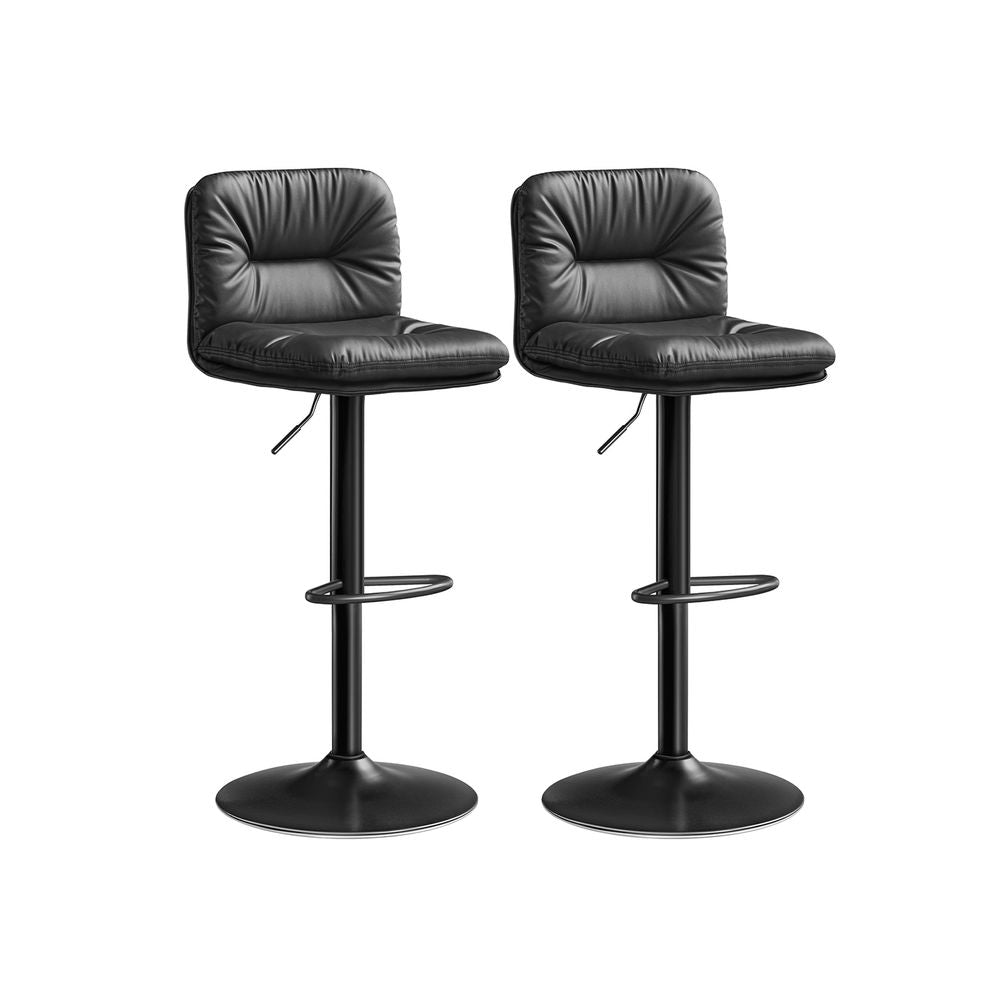 Bar stools - Set of 2 - Quilted seat - Rotable - Gray