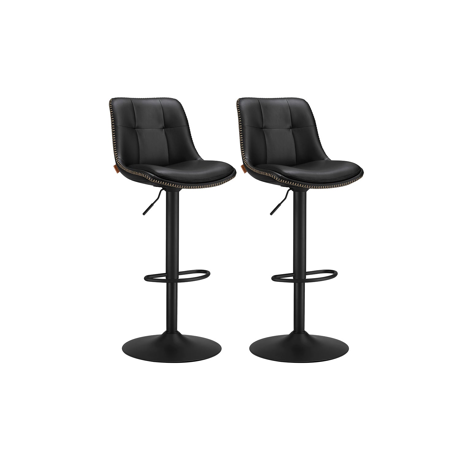 Bar stool - Set of 2 - with backrest - ink black