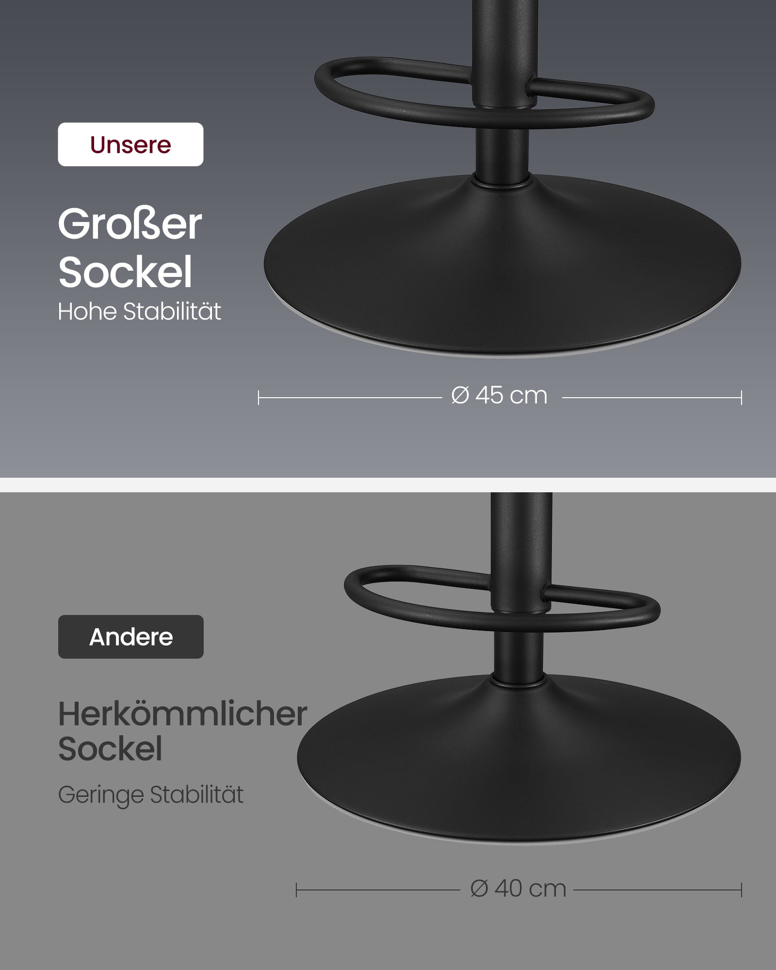 Bar stool - Set of 2 - with backrest - ink black