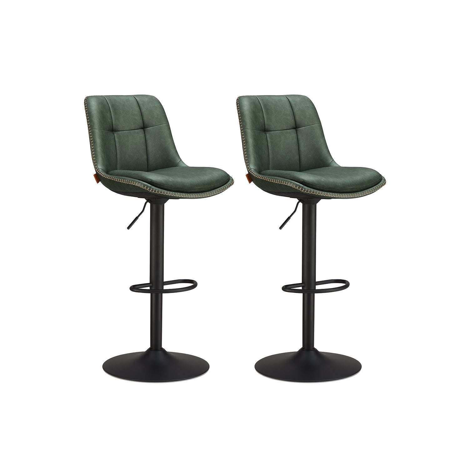 Bar stool - Set of 2 - with backrest - ink black