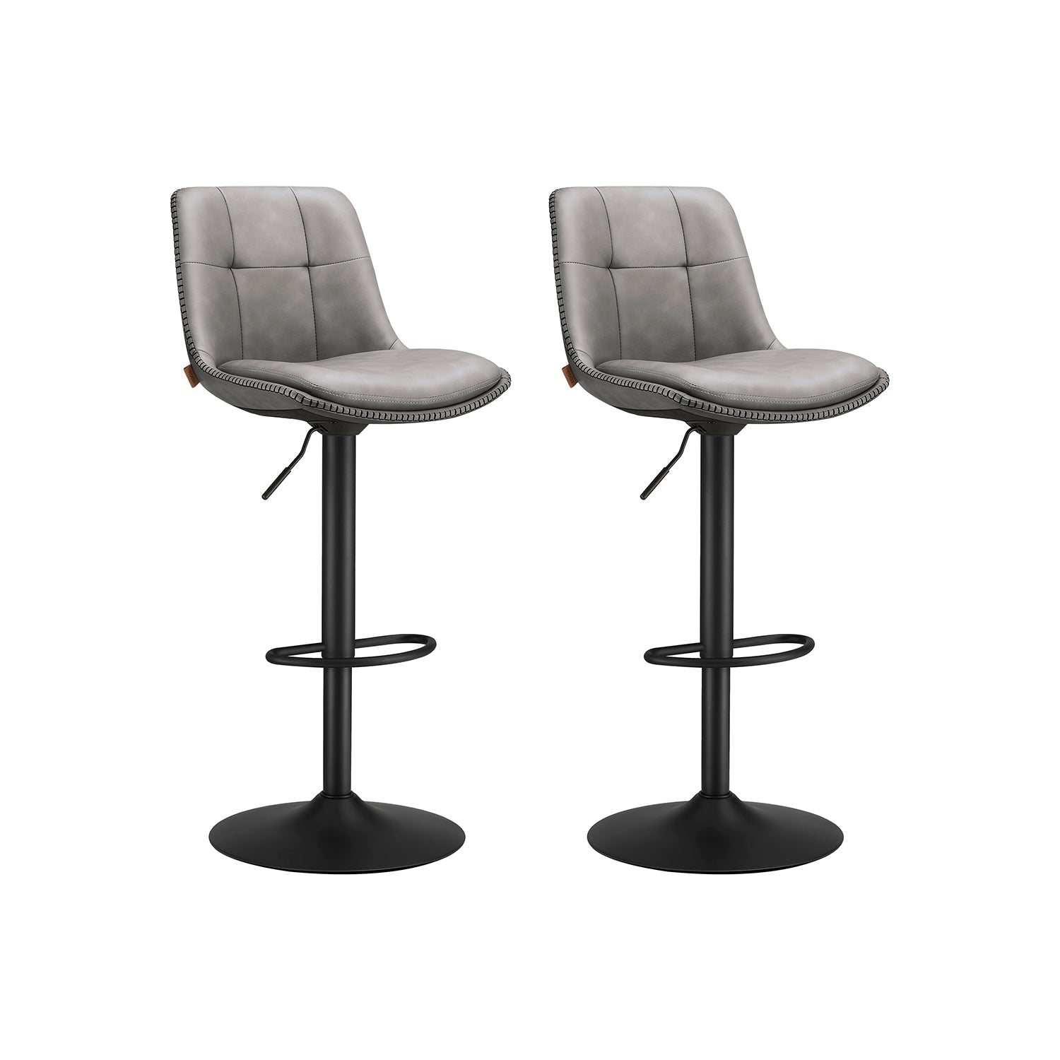 Bar stool - Set of 2 - with backrest - ink black