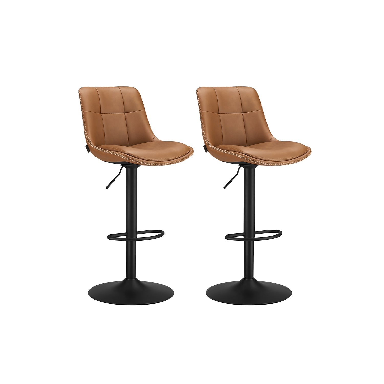 Bar stool - Set of 2 - with backrest - ink black