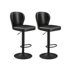 Set of 2 rotating bar stools with backrest ink -black
