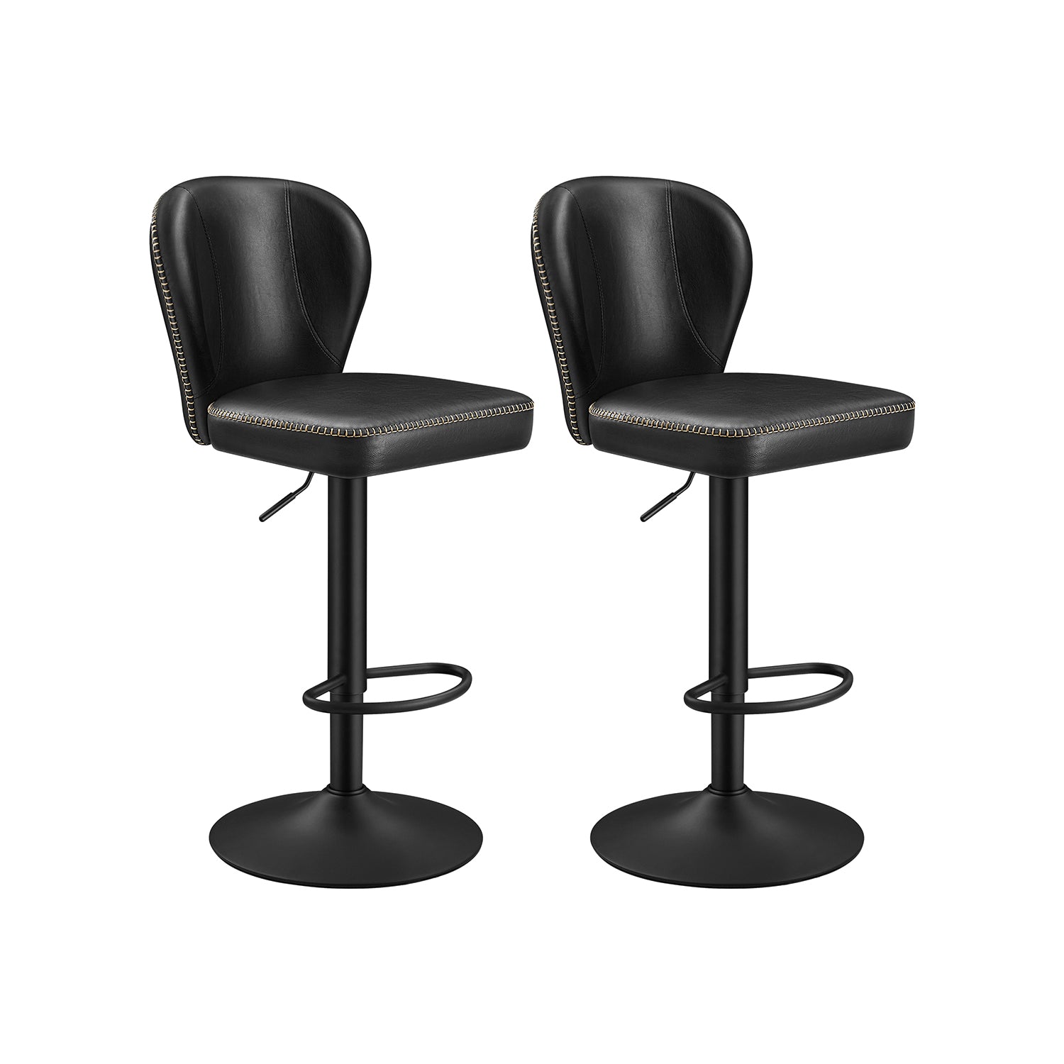 Set of 2 rotating bar stools with backrest ink -black