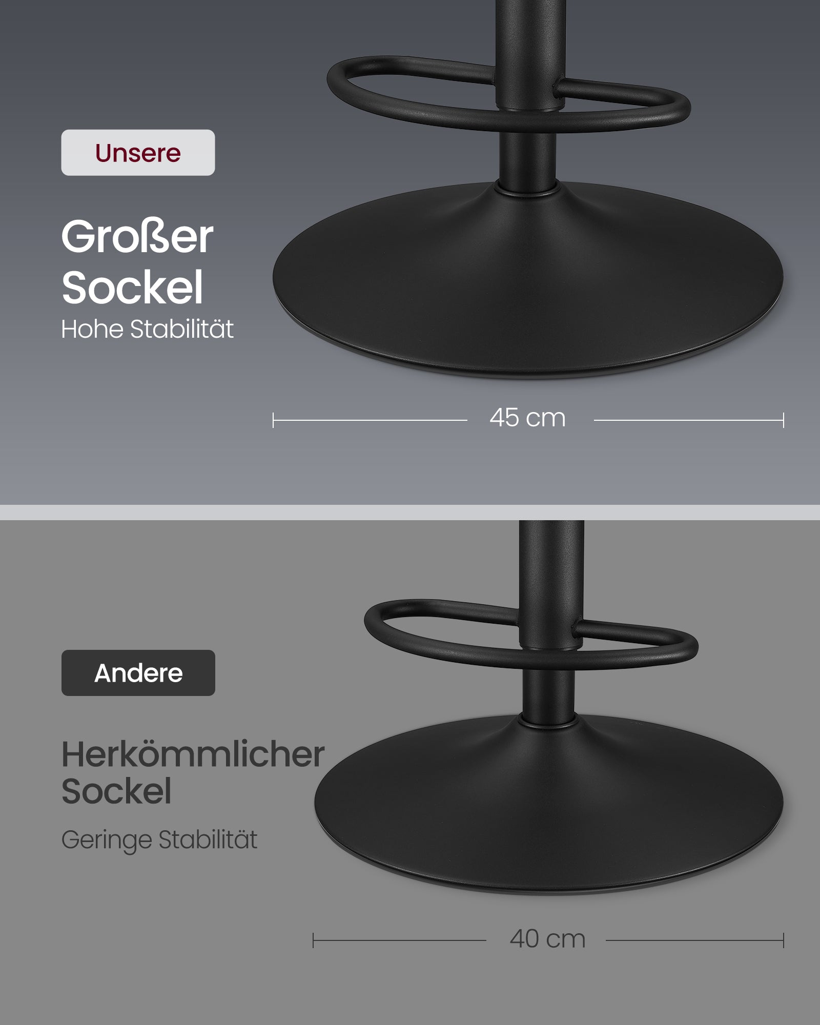 Set of 2 rotating bar stools with backrest ink -black