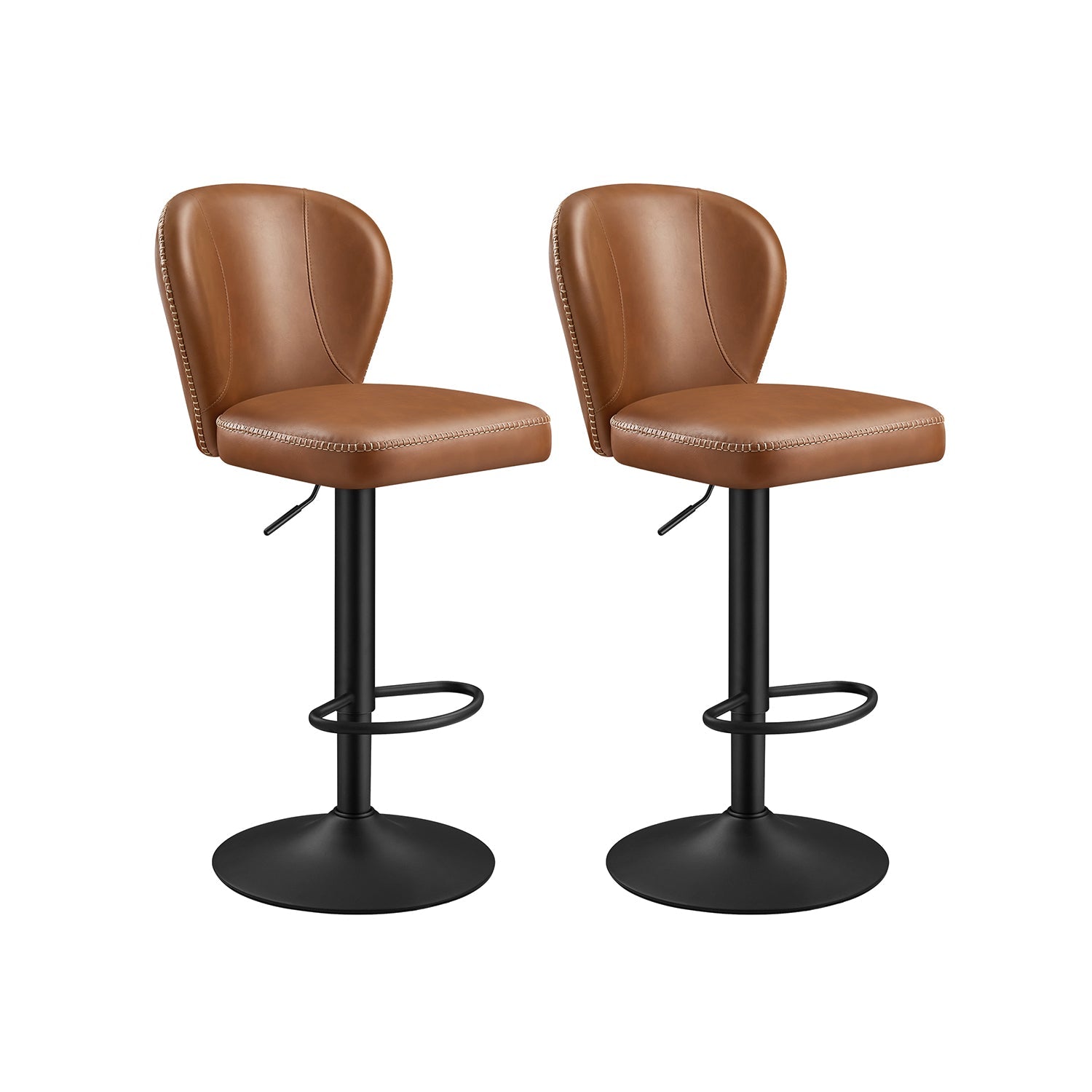 Set of 2 rotating bar stools with backrest ink -black