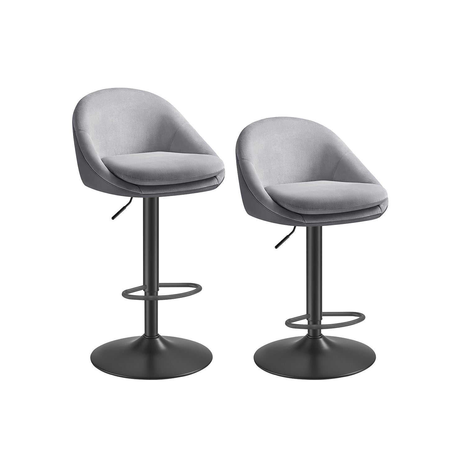 Bar stool set of 2 in height adjustable cream white-silver gray