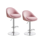 Bar stool set of 2 in height adjustable cream white-silver gray