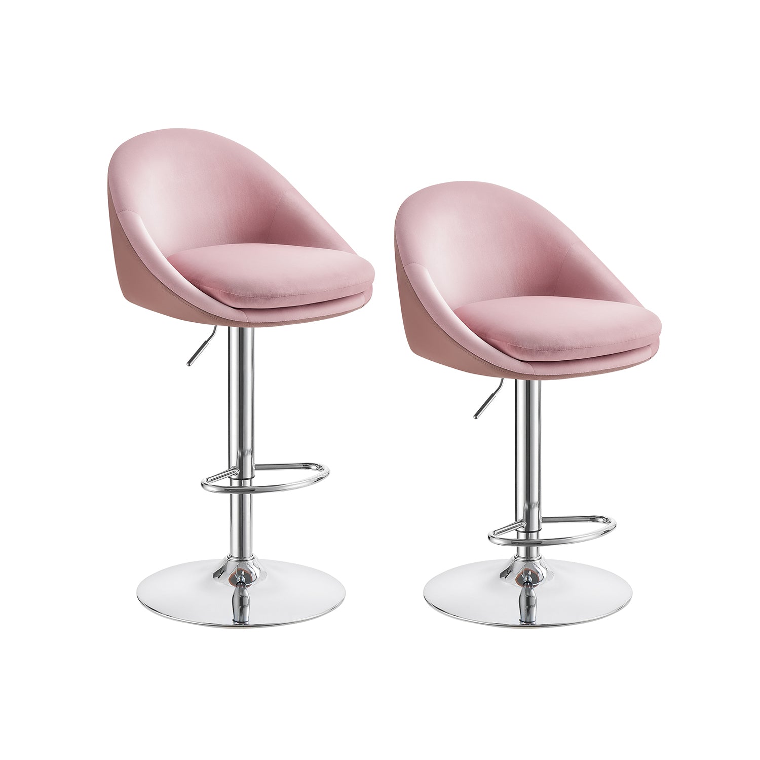 Bar stool set of 2 in height adjustable cream white-silver gray