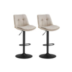 Bar chairs adjustable in height with backrest and footrest cream white