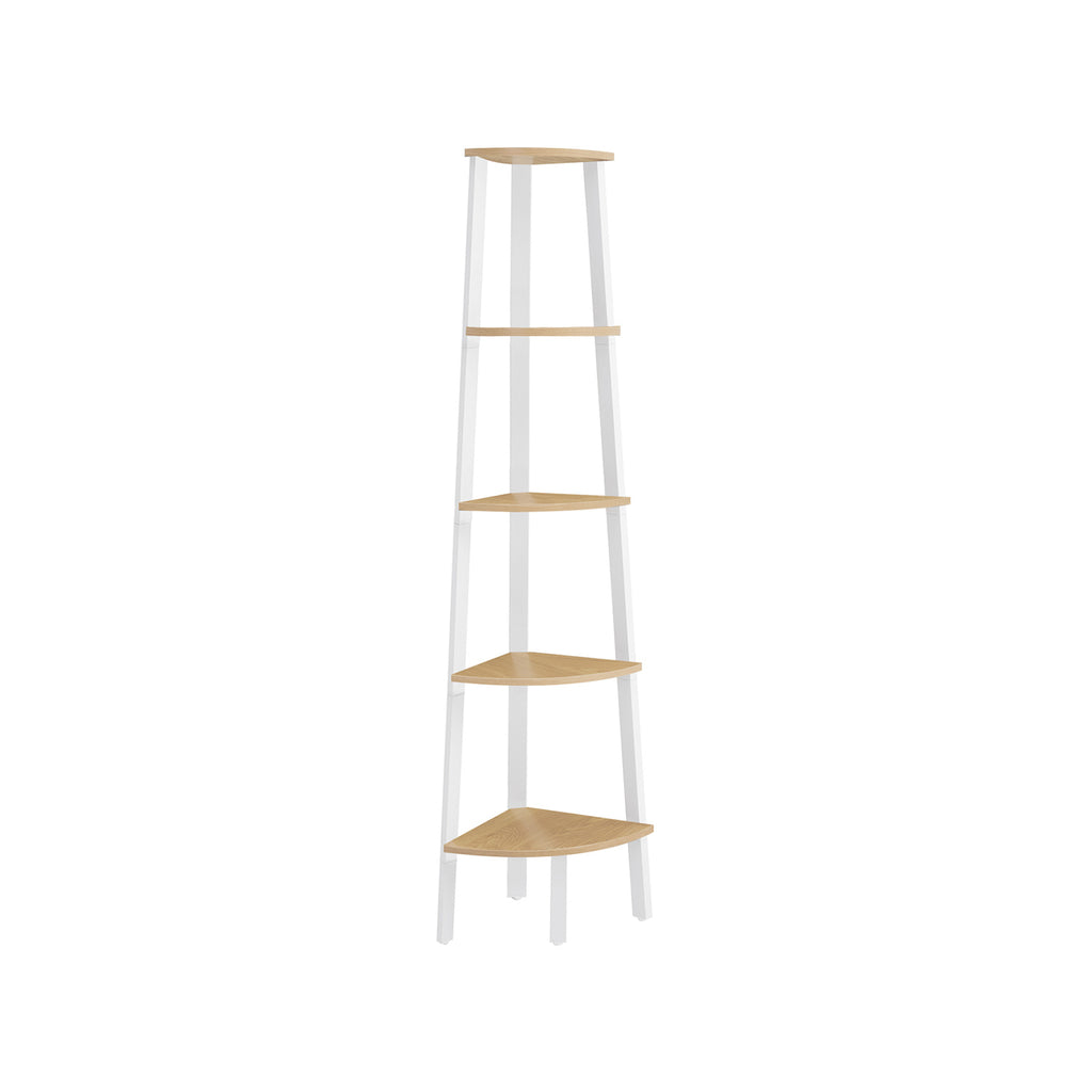 Bookcase 5 levels Industrial natural oak color matt white