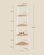 Bookcase 5 levels Industrial natural oak color matt white