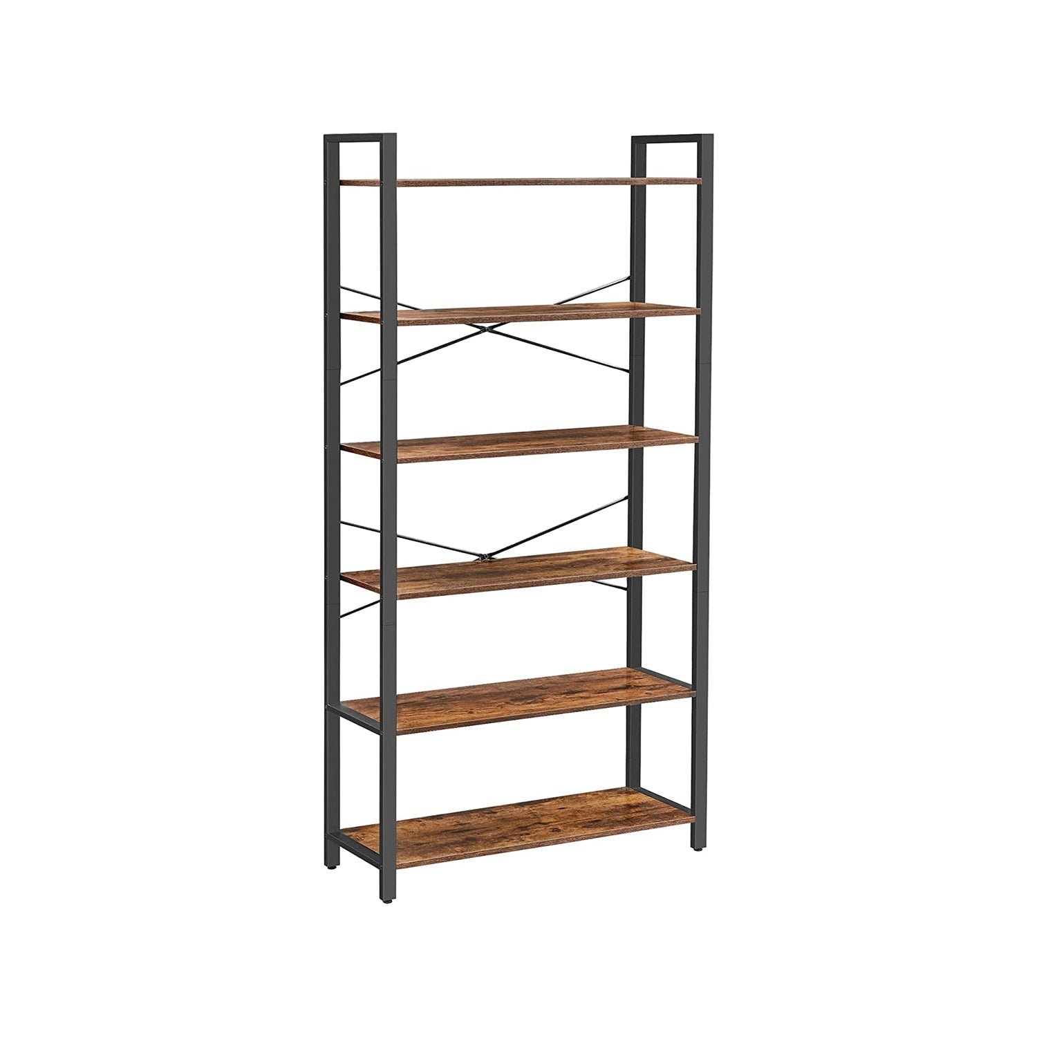 Bookcase - 6 levels - 30 x 120 x 172.5 cm - Vintage brown / black