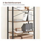 Bookcase - 6 levels - 30 x 120 x 172.5 cm - Vintage brown / black