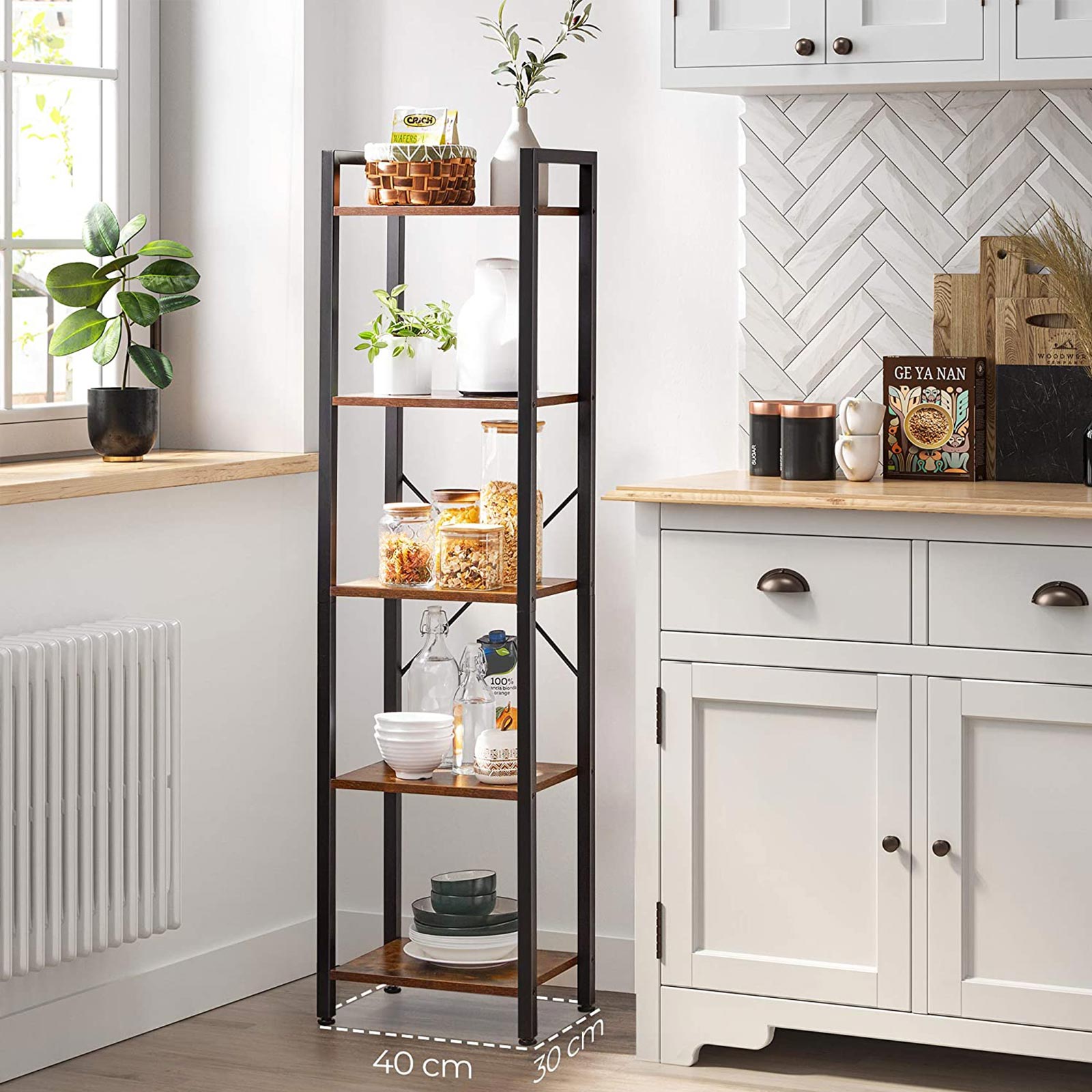 Bookcase - Wall cabinet - Living room cabinet - Vintage Brown/Black
