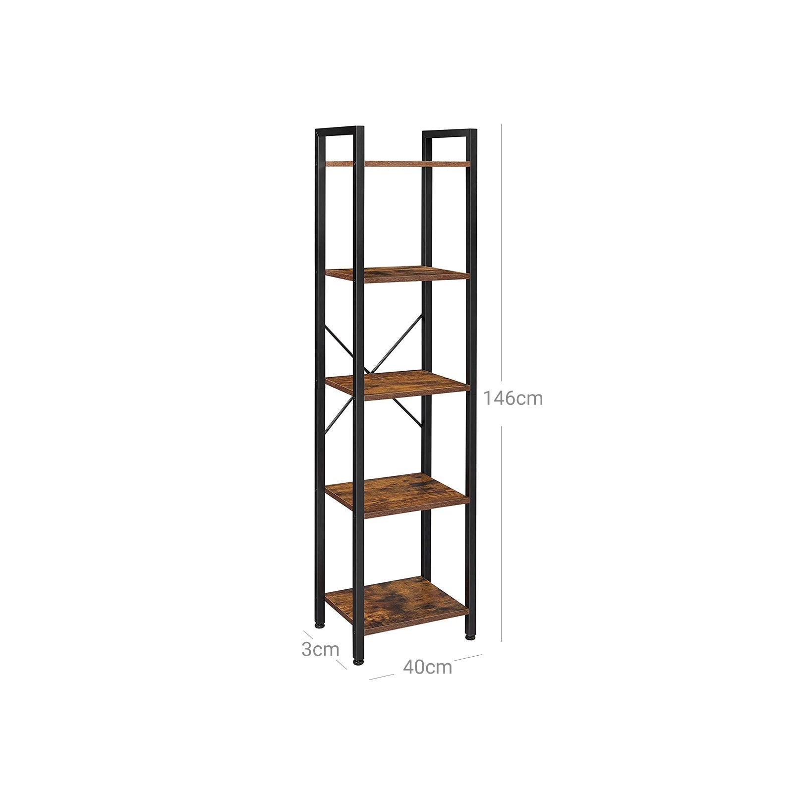 Bookcase - Wall cabinet - Living room cabinet - Vintage Brown/Black