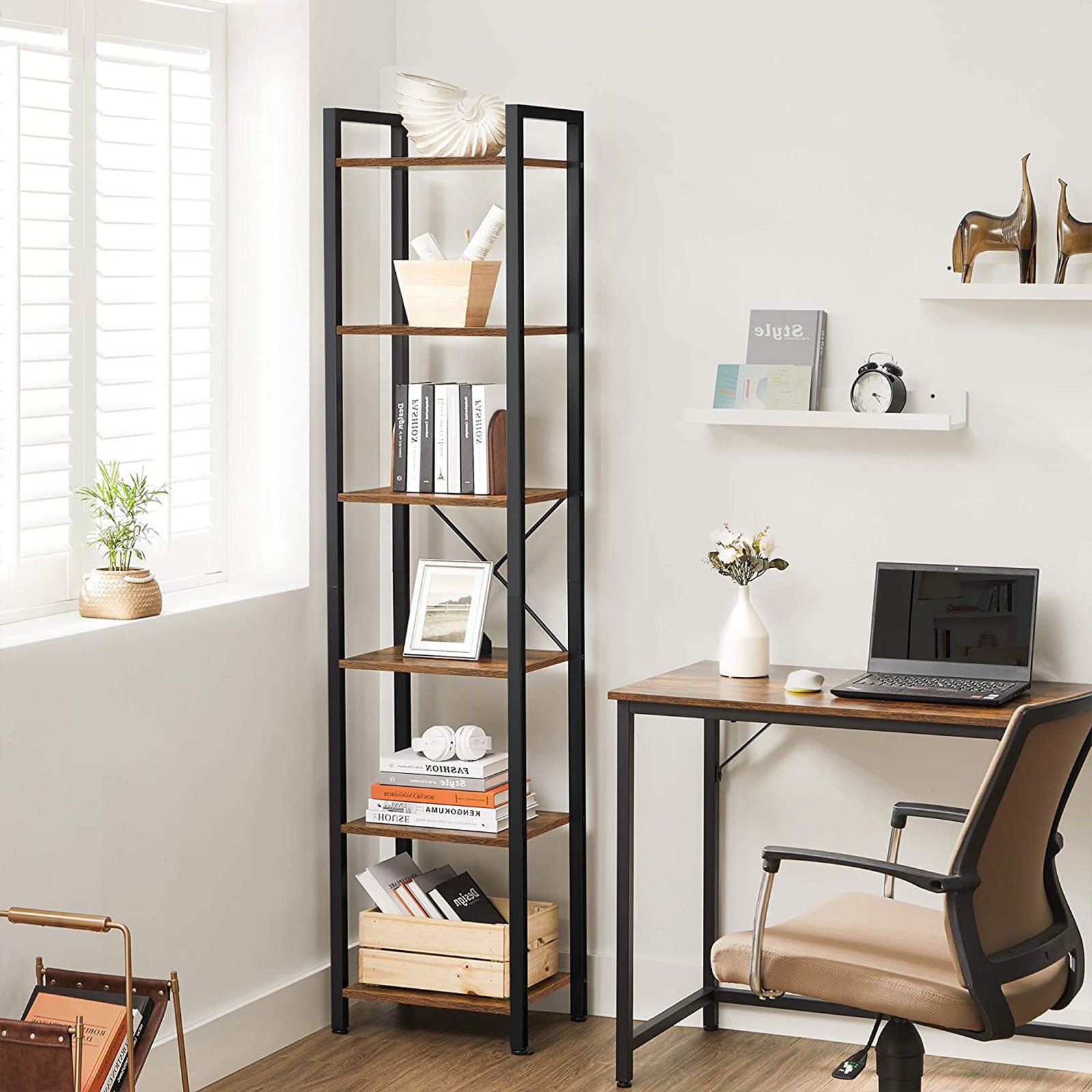 Bookcase - Storage cabinet - Living room cabinet - Decoret - Vintage Brown/Black