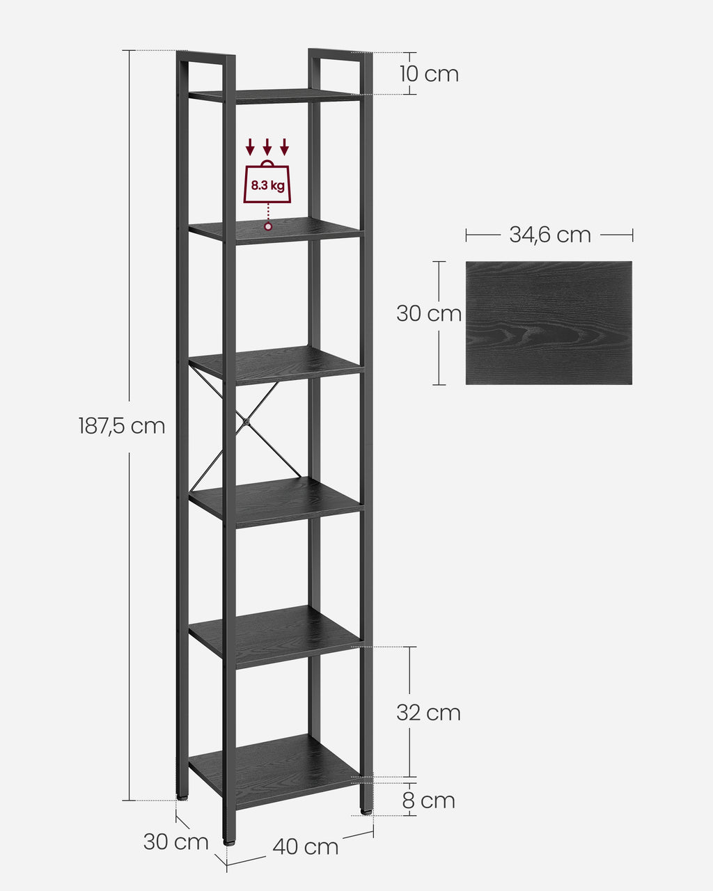 Bookcase - with 6 levels and handles