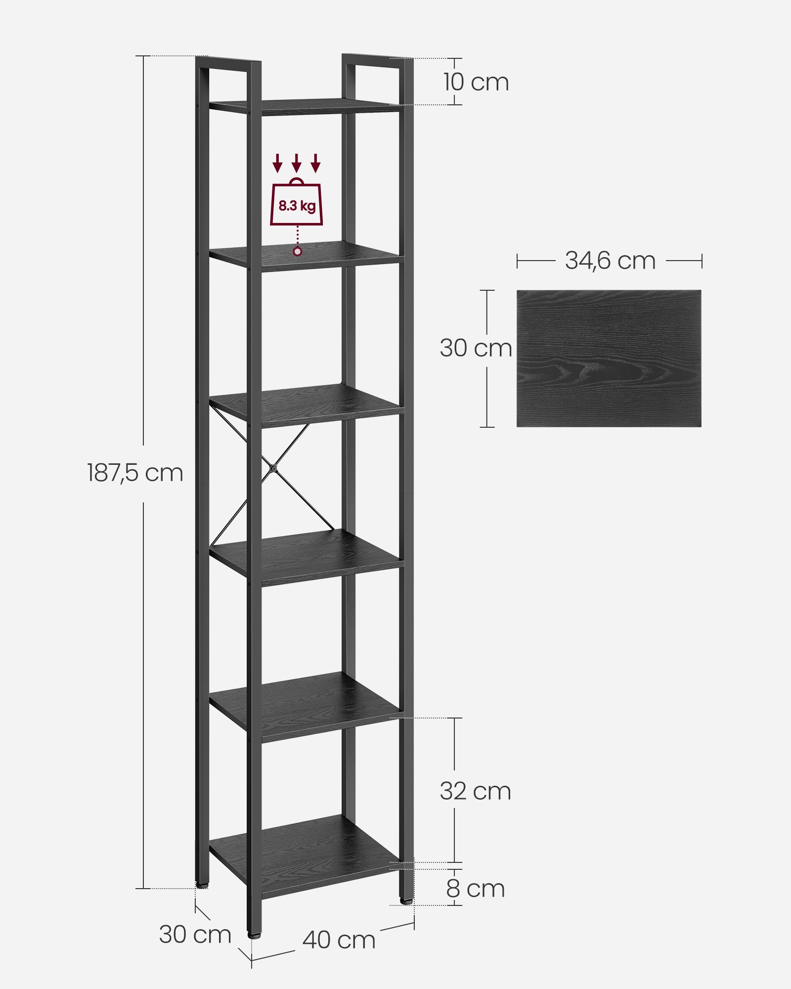 Bookcase - with 6 levels and handles