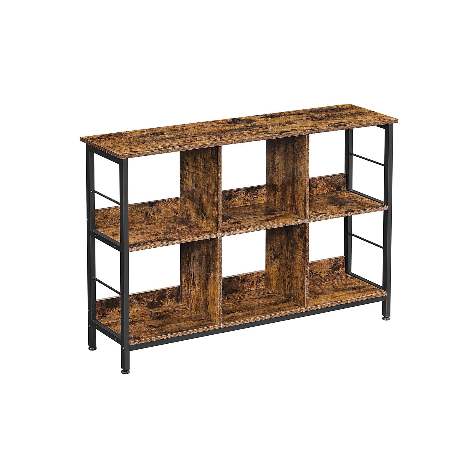 Bookcase - Standing cupboard with 6 compartments - Industrial design - Brown/Black