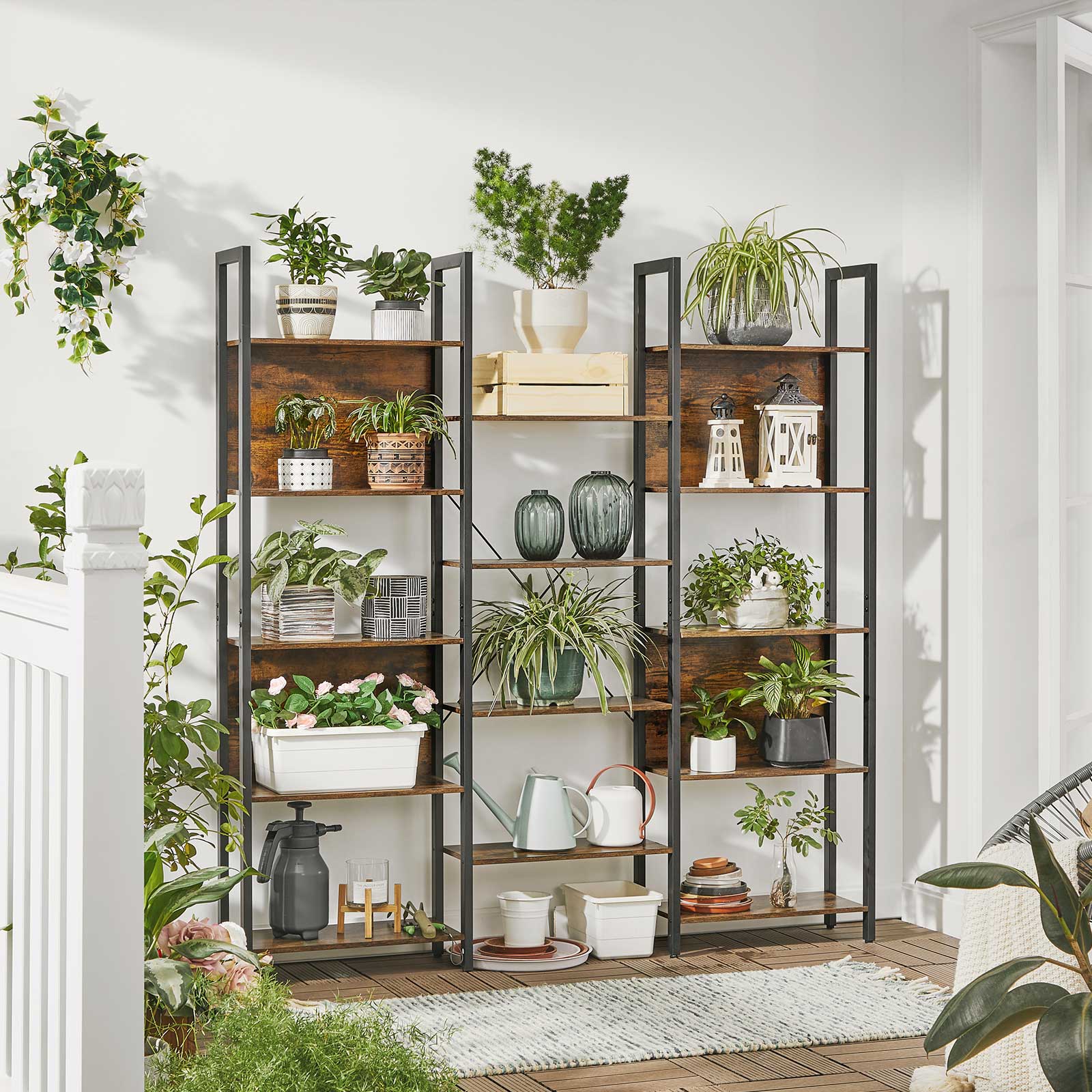 Bookcase - Ladder cabinet - Living room cabinet - Decoret - Vintage Brown / Black