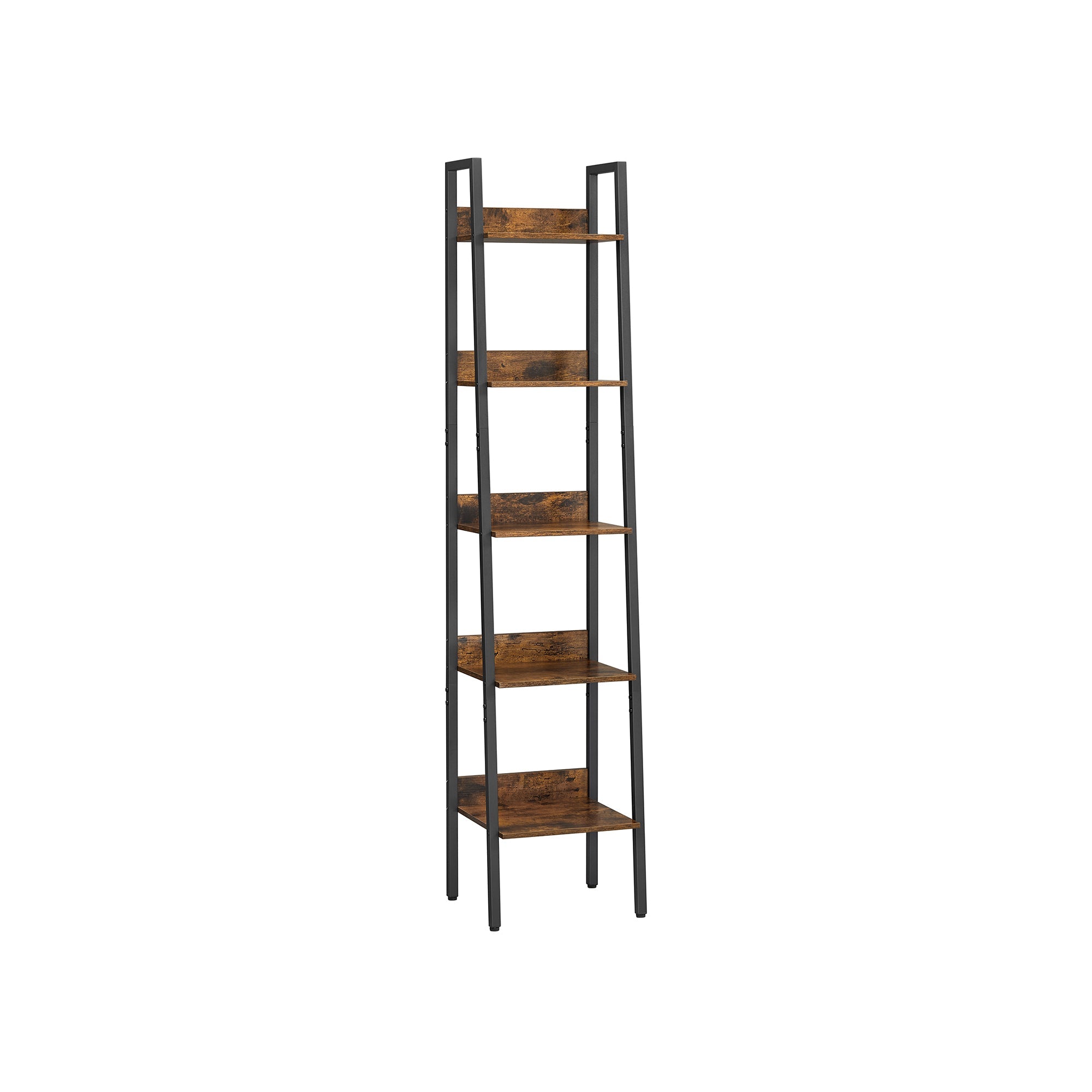 Bookcase - Ladderboard - With 5 shelves - Metal frame - Brown / Black