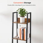 Bookcase - Ladderboard - With 5 shelves - Metal frame - Brown / Black