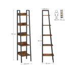 Bookcase - Ladderboard - With 5 shelves - Metal frame - Brown / Black