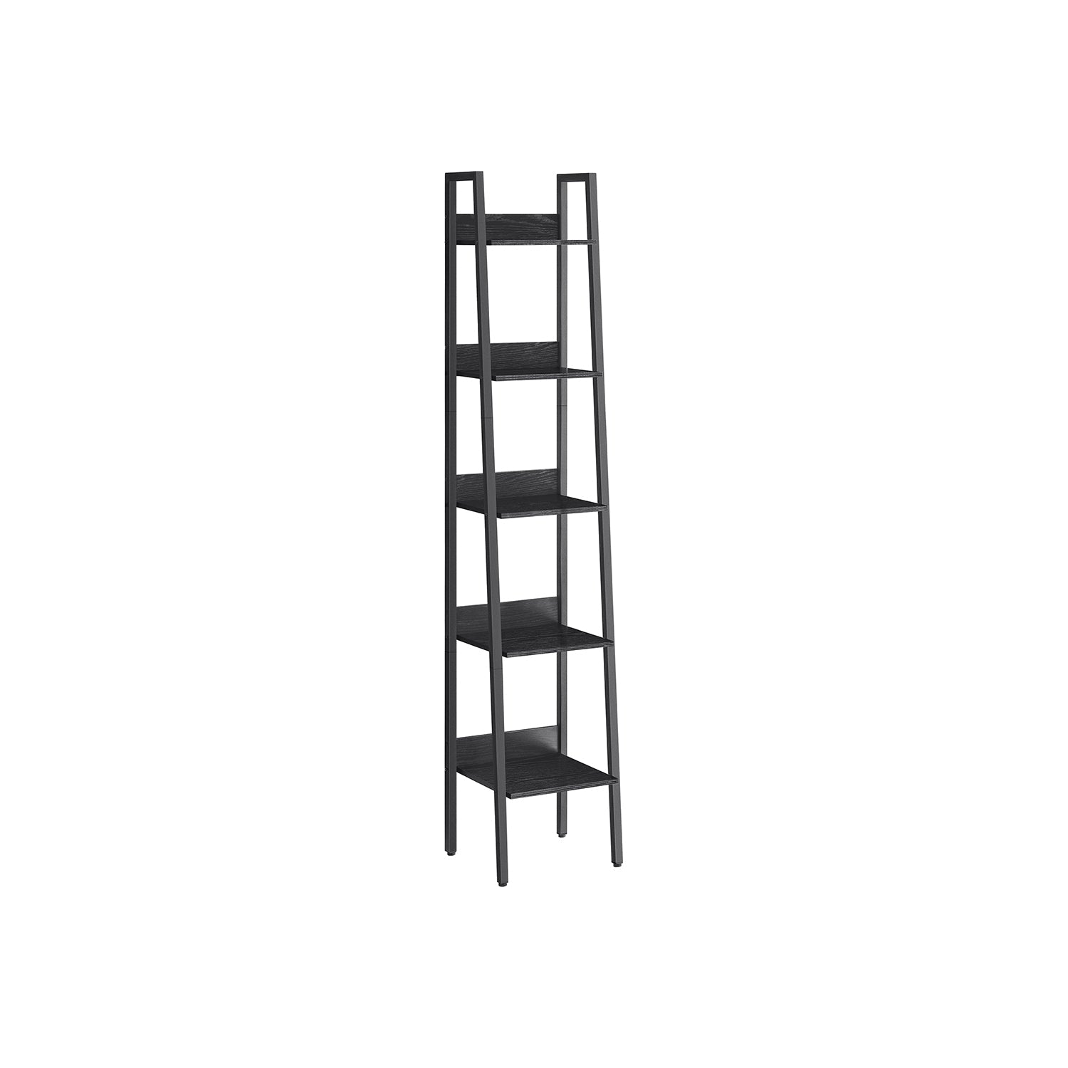 Bookcase - Ladder rack - With 5 levels - Metal frame - Black