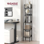 Bookcase - Ladder rack - With 5 levels - Metal frame - Black