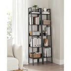 Bookcase - Ladder rack - With 5 levels - Metal frame - Black