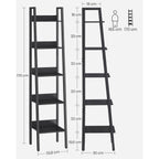 Bookcase - Ladder rack - With 5 levels - Metal frame - Black
