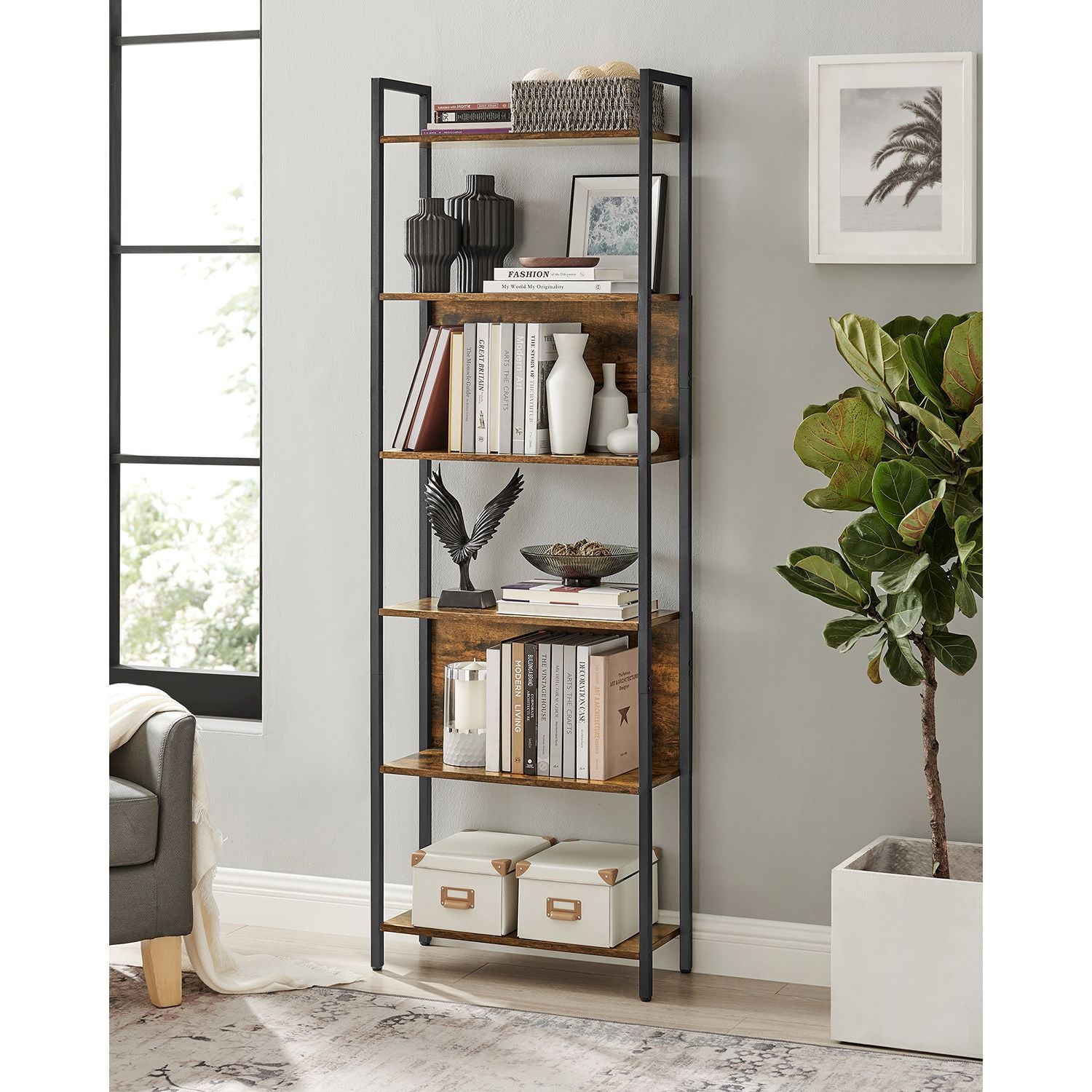 Bookcase - Decorative cupboard - Storage cupboard - Vintage Brown / Black